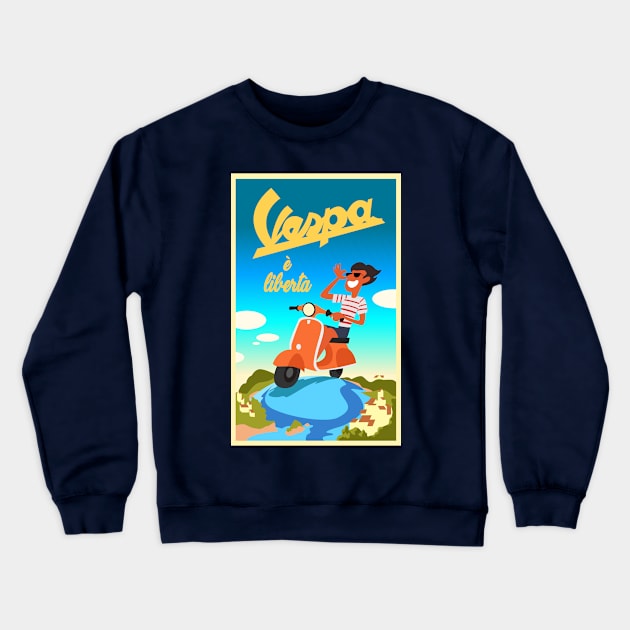 Vespa Luca Crewneck Sweatshirt by MigiDesu